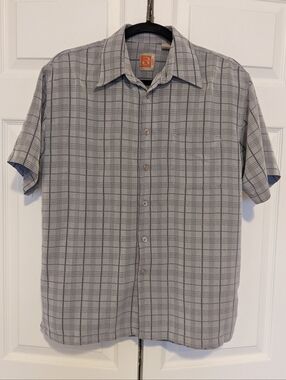 Casual Grat Short-Sleeve Plaid Button-Up Shirt